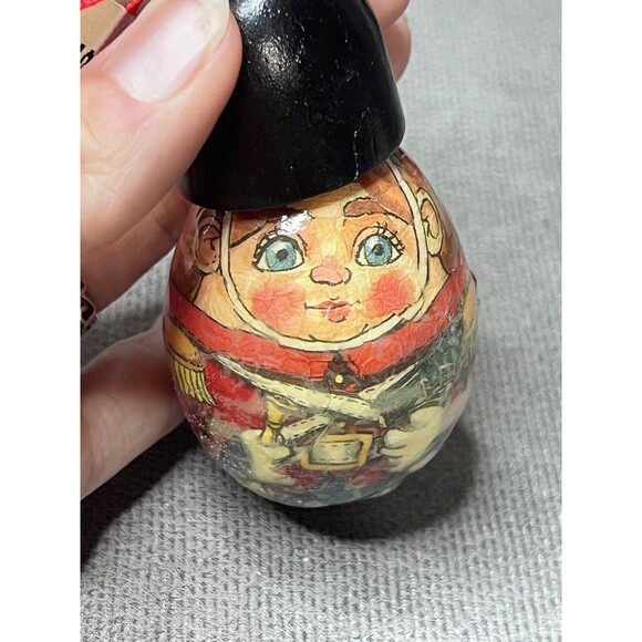 VTG Christmas Ornament 1991 Nutcracker Reindeer Soldier Egg Shaped Lot Signed - Picture 9 of 12